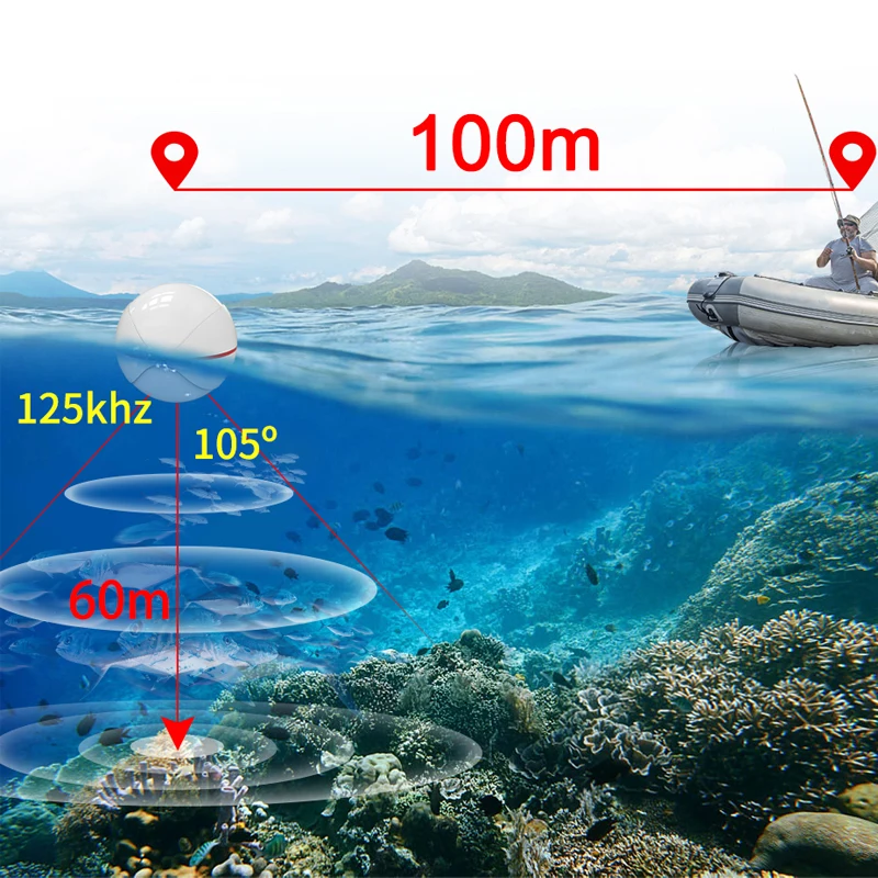 Fish Finder Erchang F13 Wireless Sonar For Fishing 60m/200ft Water Depth kayak Rechargable Portable Echo-Sounder