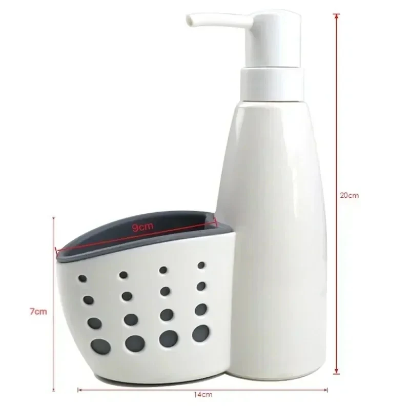 Fashionable Bathroom/Kitchen Soap Dispenser with Sponge Holder - Stylish, Functional & Space-Saving Design for Easy Cleaning