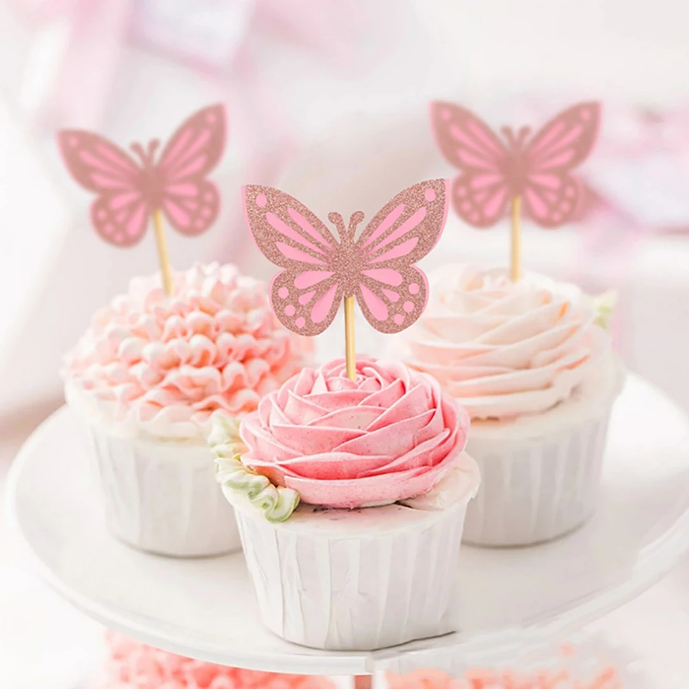 Gyufise 36 Piezas De Adornos De Mariposa Para Cupcakes 3D Huecos De Mariposa Para Cupcakes Temáticos