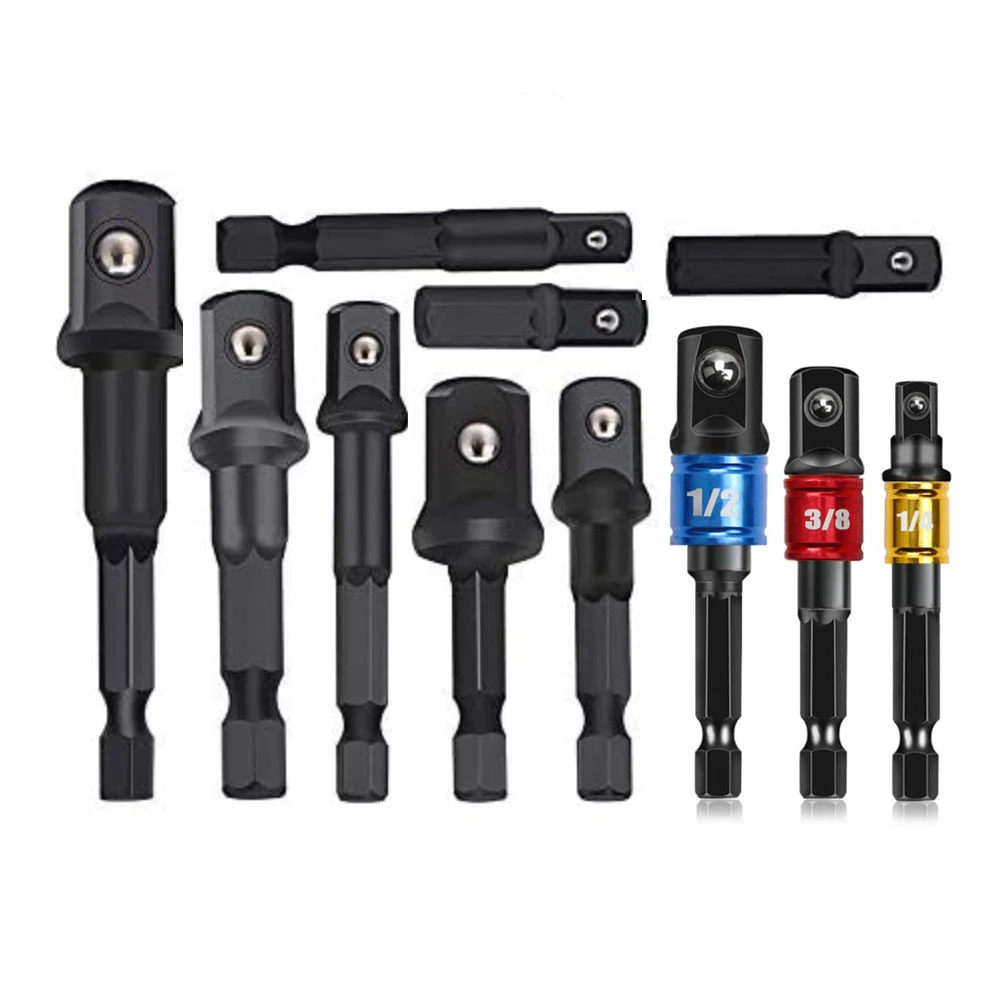 Square Nut Driver Power Drill Bit Extension Socket Adapter Set 11Pcs