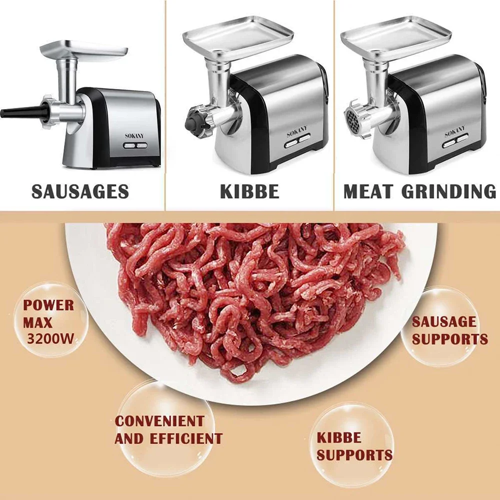 Electric Meat Grinder,Versatile Stainless Steel Heavy Duty Meat Mincer Sausage Stuffer Machine, for Home and Professional Use 4