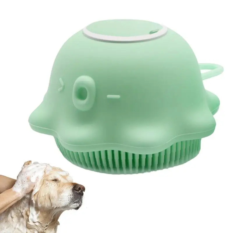 Pet Bathing Brush Dog Silicone Bath Brush Soft Pet Cleaning Massage Brush Shampoo Dispenser For Massaging Scrubbing Relaxation