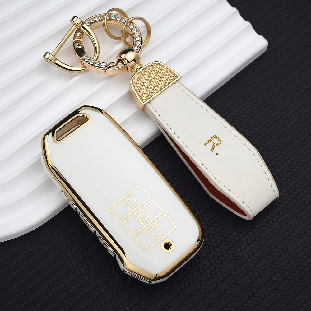 Key Case Key Case Cover Car Key Shell Flip Key Fob Shell Gold 7 Button Tpu Car Key Case Cover for Kia Sportage Niro Hybrid Sorento MQ4 EV6 GT-Line K8 V6