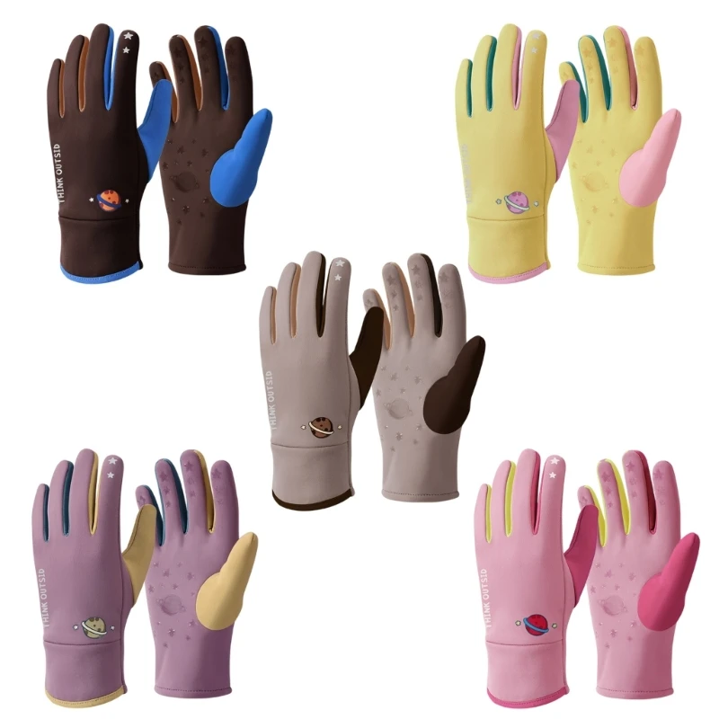 Thermo-Winterhandschuhe für Kinder, Outdoor-Aktivitäten, rutschfest, Silikon-Griff, verbessert die Wärme, Fleece-Innenseite – Detail 1