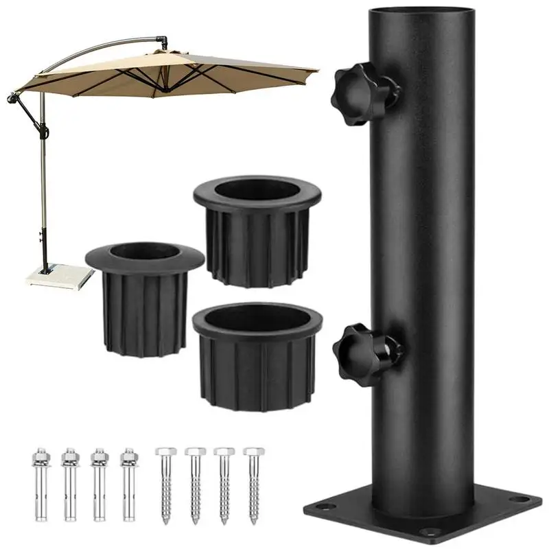 

Steel Weather Resistant Umbrella Stand Set Heavy Duty Black Parasol Holder Adjustable Deck Umbrella Mount Patio Umbrella Holder