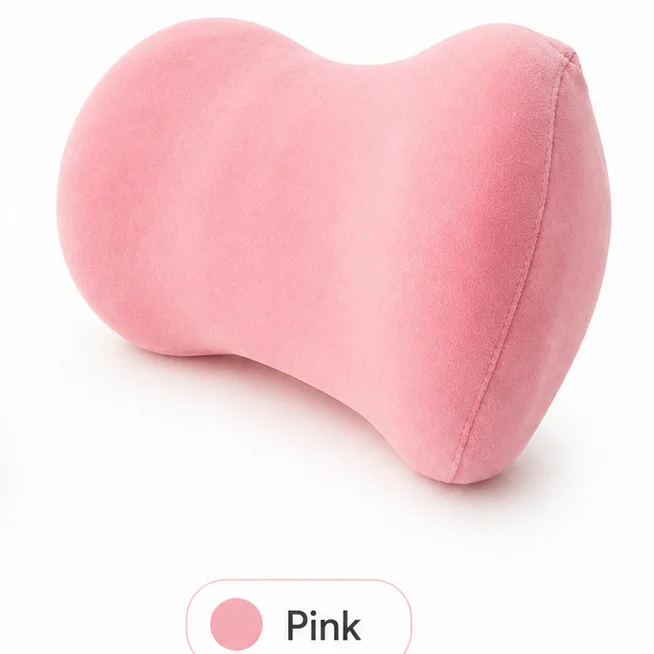 Ergonomic Memory Foam Neck Support Pillow with Soft Corduroy Cover, Removable & Washable, in Vibrant Orange Pink