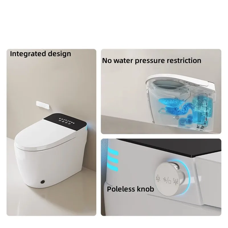 Smart Toilet without Water Pressure Fully Automatic Multifunction Flip Integrated Instant Heating Voice WC with Remote