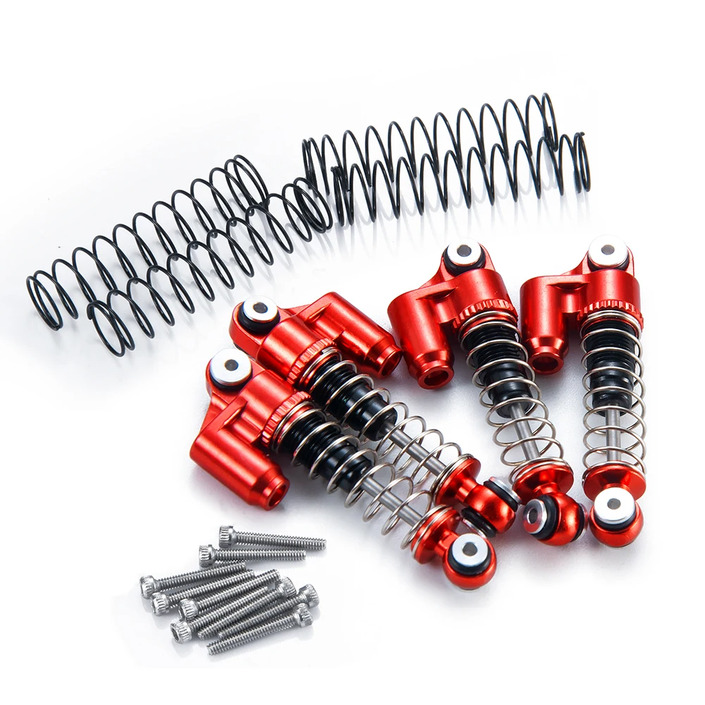 YEAHRUN 4 Stück Ölstoßdämpfer Aluminium-Gewindedämpfer für 1/24 Axial SCX24 All Series RC Micro Crawler Autozubehör – Detail 4