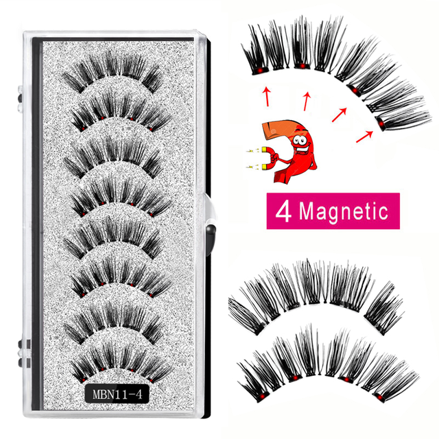 4 Magnet Magnetic Eyelashes Natural Long 3D Mink Lashes Magnetic False Eyelashes Extension with Faux Cils Magnetique 2022 New