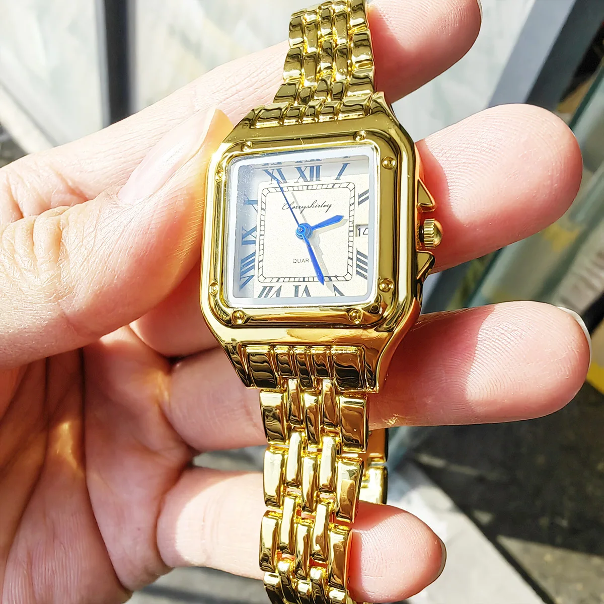 Elegant Square Design Stainless Steel Couple Quartz Watches