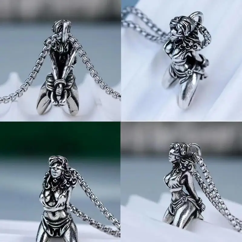 Suffering Goddess Necklace Bound Suffering Statement Necklace Religious Jewelry Retro Goddess Amulet Pendant Necklace Symbol 5