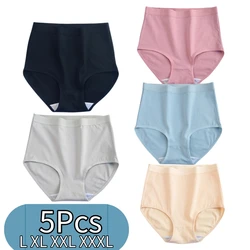 5Pcs XXL XXXL Women Underwear Cotton Female Panties Brief High-Quality High Waist Black Gray Pink Blue Bright Panties 40-100 KG