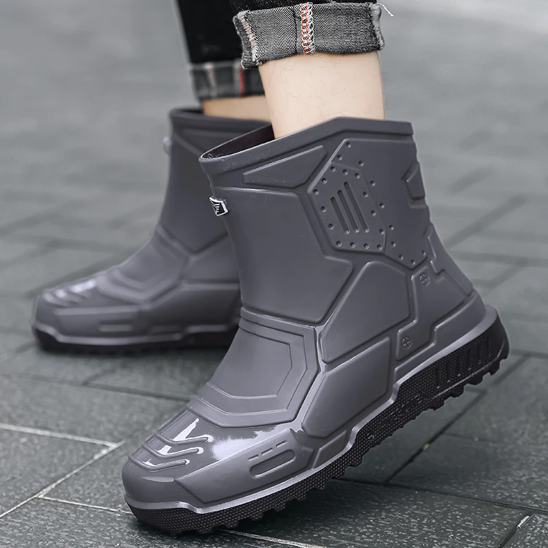 

Мужские ботильоны, новинка 2023, уличная Нескользящая женская обувь для походов, прочная водонепроницаемая резиновая обувь на плоской подошве с мужскими дождевиками