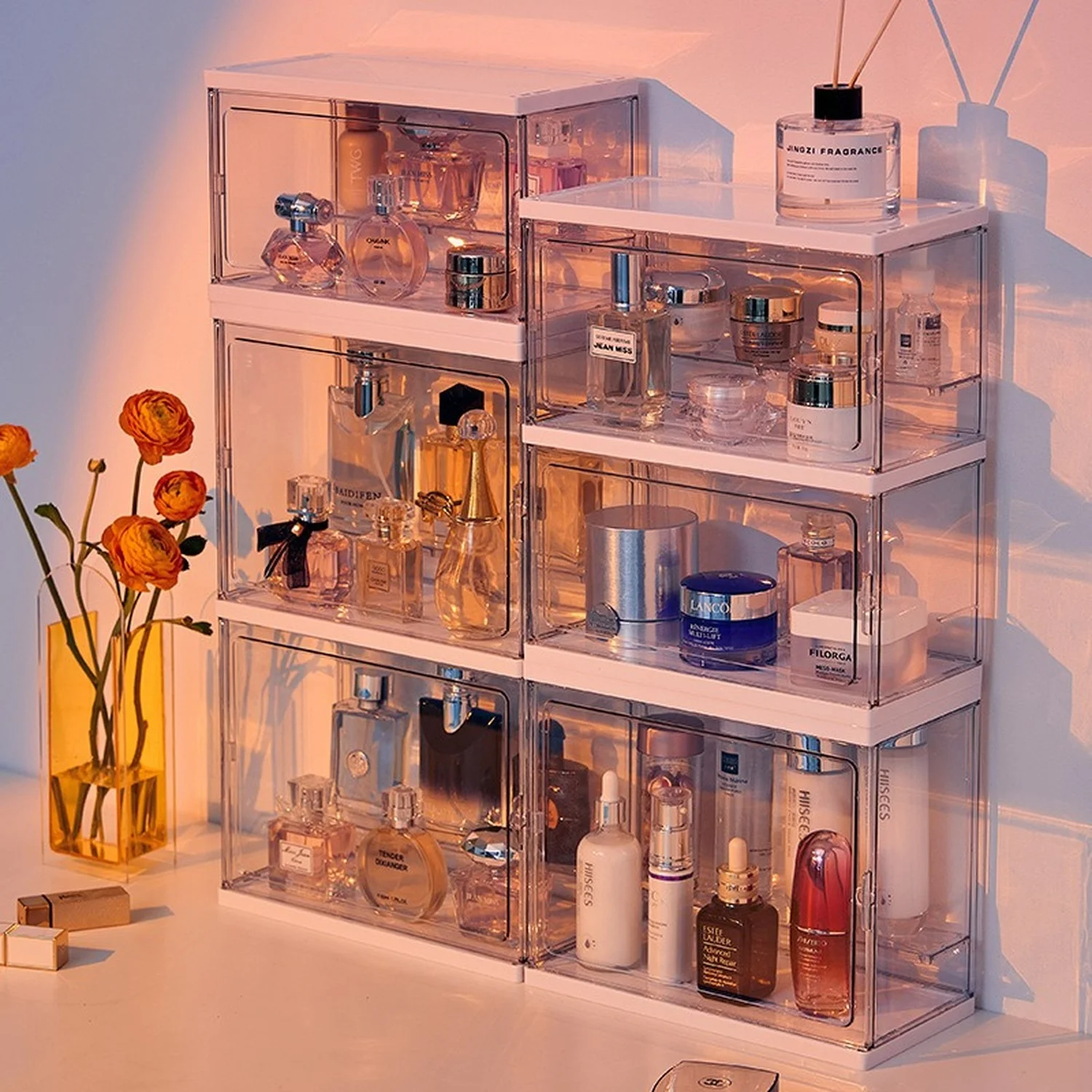 

Perfume storage box Large-capacity dust-proof acrylic display cabinet Light luxury dressing table put sample desktop shelf