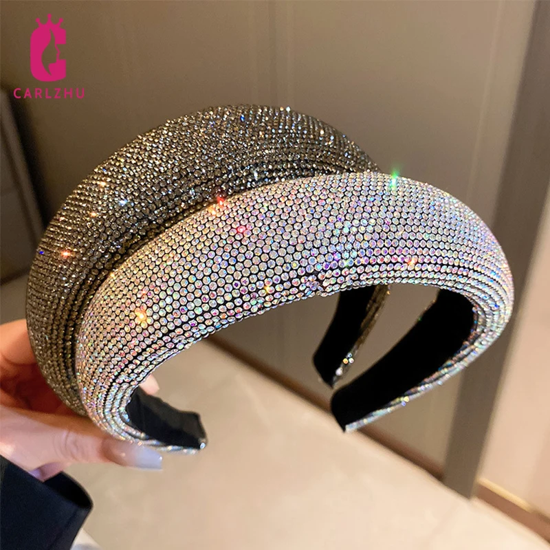 

Exaggerated Shiny Full Rhinestone Headbands Black Colorful Color Hairbands Headwear for Women Hair Accessories Jewelry Gifts