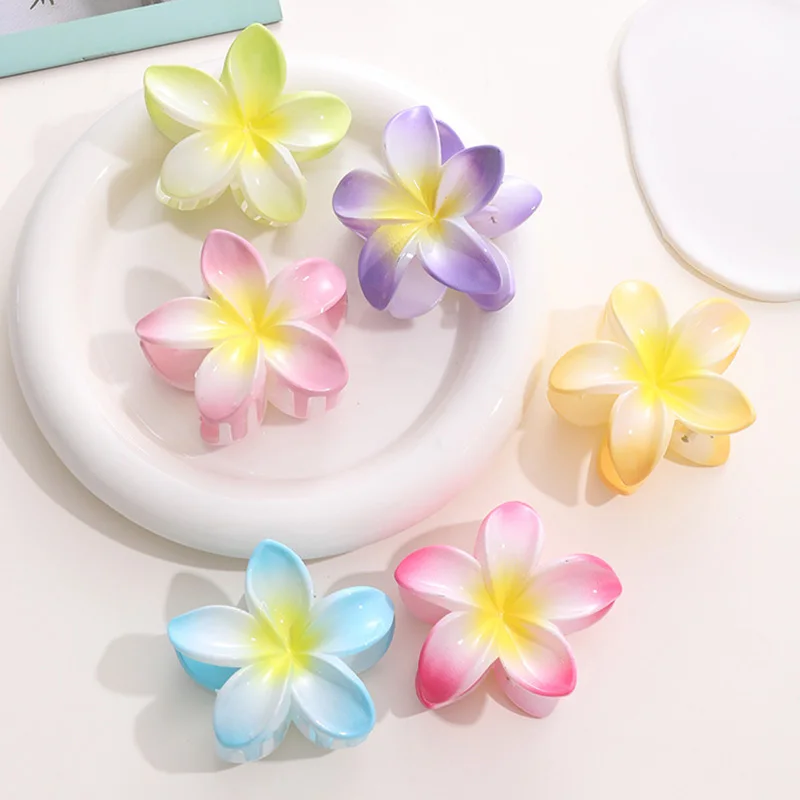 

1PCS Women Elegant Plastic Resin Ponytail Holder Egg Flower Hair Claw Crab Clip Flower Hair Clip Colored Hair Catches Beach