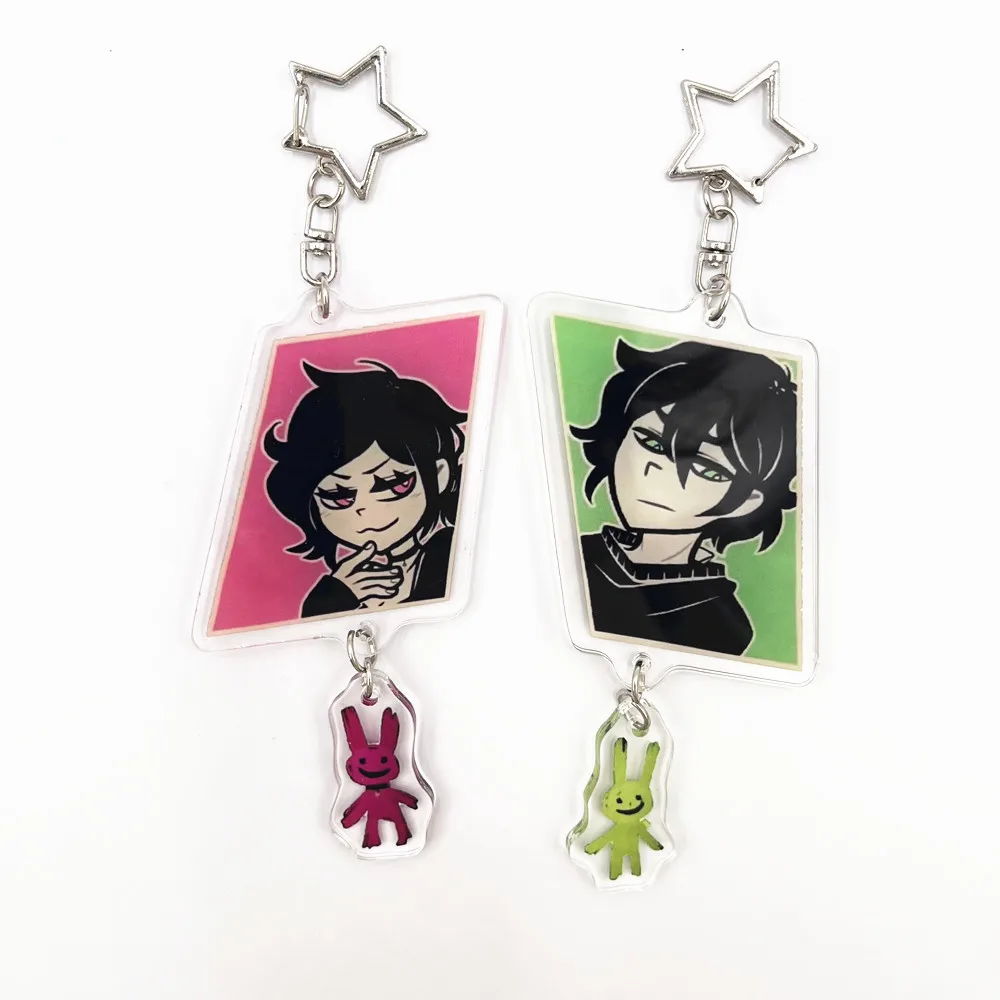 Spiel Der Sarg von Andy und Leyley Cosplay Schlüsselanhänger Zweiseitiger Schlüsselanhänger Acryl Kleiner Hase Anhänger Schlüsselanhänger Zubehör Geschenke