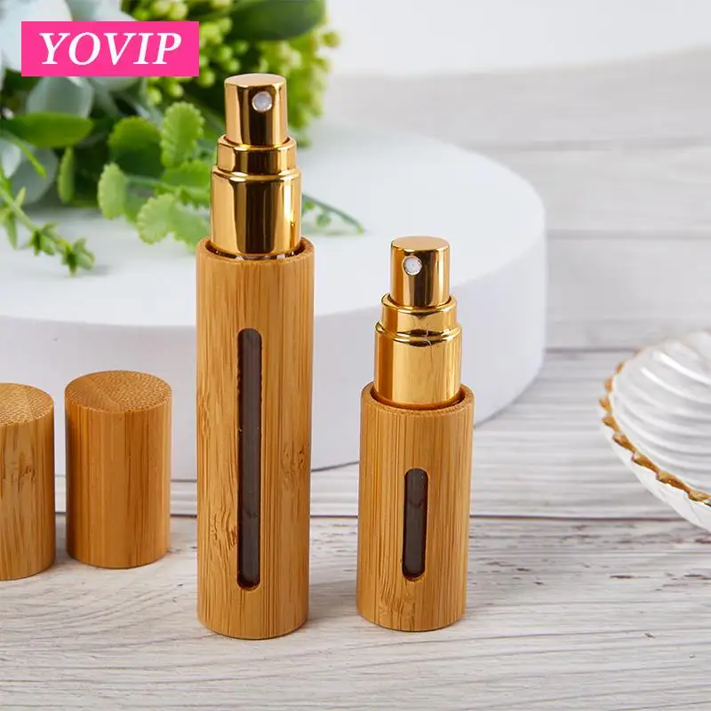 대나무 나무 빈 에센셜 오일 병 리필 가능한 향수병, 무화기 스프레이 화장품 용기, 5 ml, 10ml, 1 개