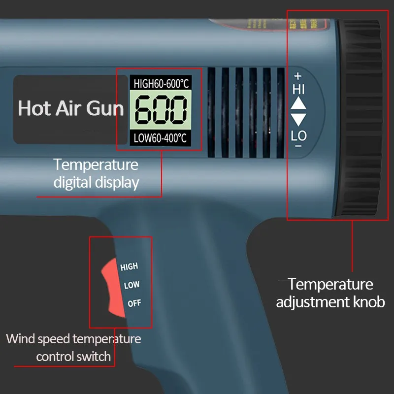 Hot Air Gun 220V 2000W Variable Electric Temperatures Adjustable