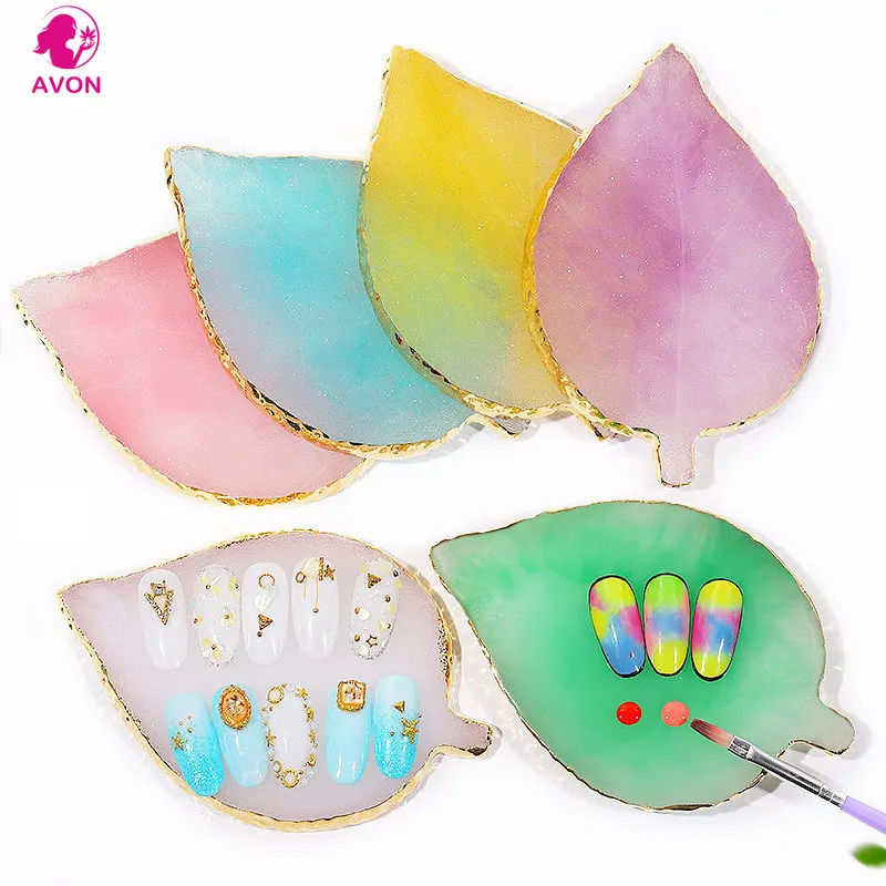 

1PC Round Resin Agate Stone Nail Art Palette False Nail Tips Mixing Color Drawing Pallet Gel Polish Display Shelf Manicure Tool