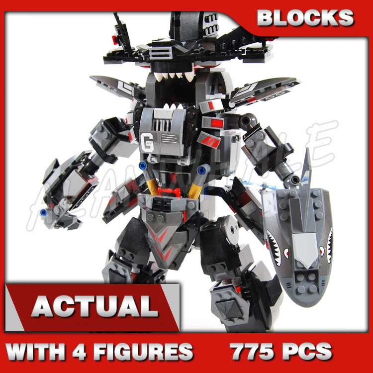 

775 шт., набор строительных блоков Shinobi Garma Mecha Man, подвижные руки, ноги Garmadon Shark Blaster 10719, совместимы с моделями