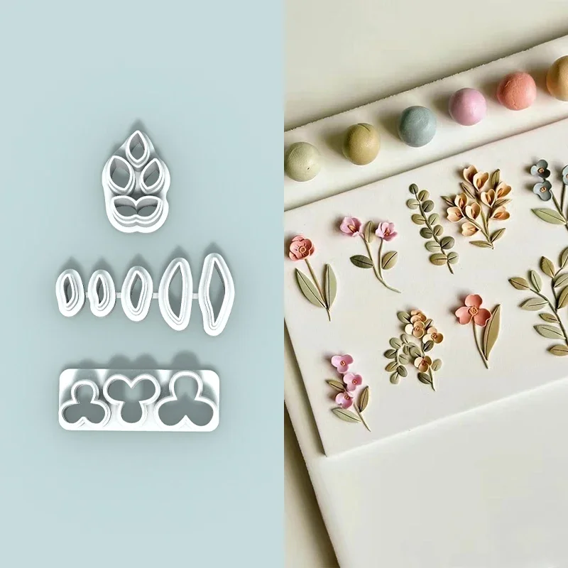 INS Floral Plants Polymer Clay Mold DIY Flower Earrings Jewelry Soft Clay Cutter Pendants Ornaments Making Tool