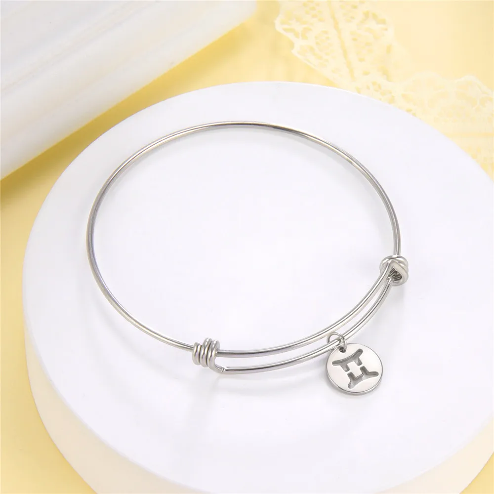 Skyrim Sternzeichen-Armband für Damen, modisch, Edelstahl, Sternbild, Schütze, Widder, Stier, Löwe, Jungfrau, Fische, Armreif, Schmuck – Detail 9