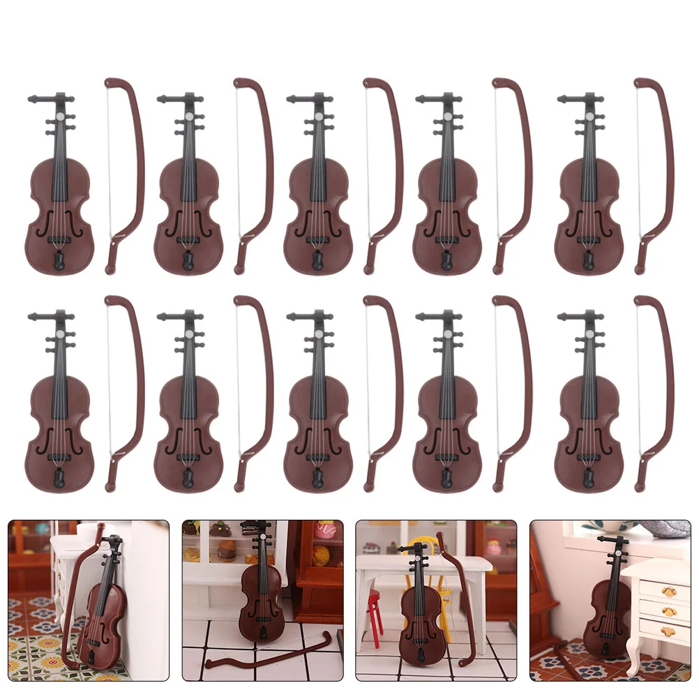 

10 Sets of Simulation Violin Model Ornaments Musical Instrument Model Adornments