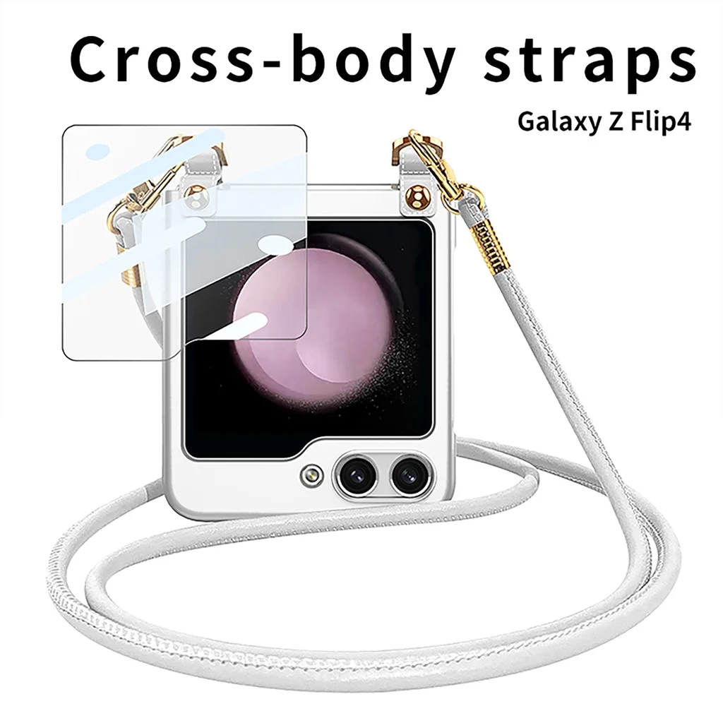 Electroplating Wrist Strap Phone Case for Samsung Galaxy Z Flip 5 Flip5 5G PC Plastic Fall Prevention Cover With Film