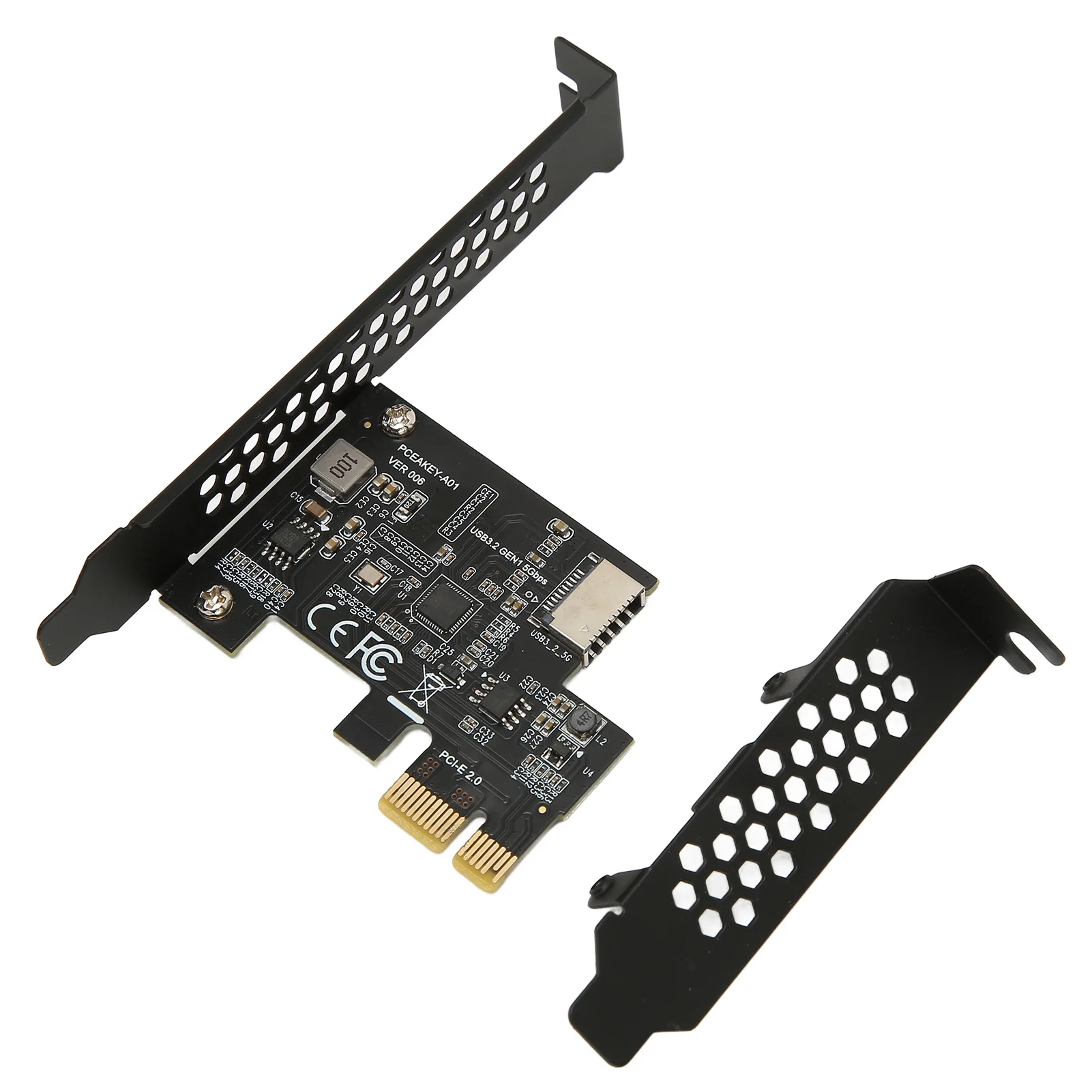 PCIe Naar USB 3.2 Gen 1-kaart, PCIe Naar USB 3.2 Gen 2-adapterkaart 2 USB3.2 GEN1 19PIN PCI Express (PCIe) Uitbreidingskaart USB-kaart voor Desktop-pc Ondersteuning Windows(19-pins zwart bord