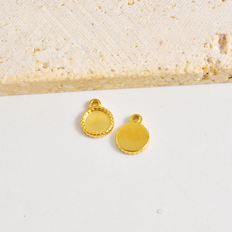 5 Stück Goldfarbe Blank Cabochon Basisfassung Charm Rechteck Quadratisch Geometrisch Edelstahl Anhänger für Schmuckherstellung Zubehör – Detail 8
