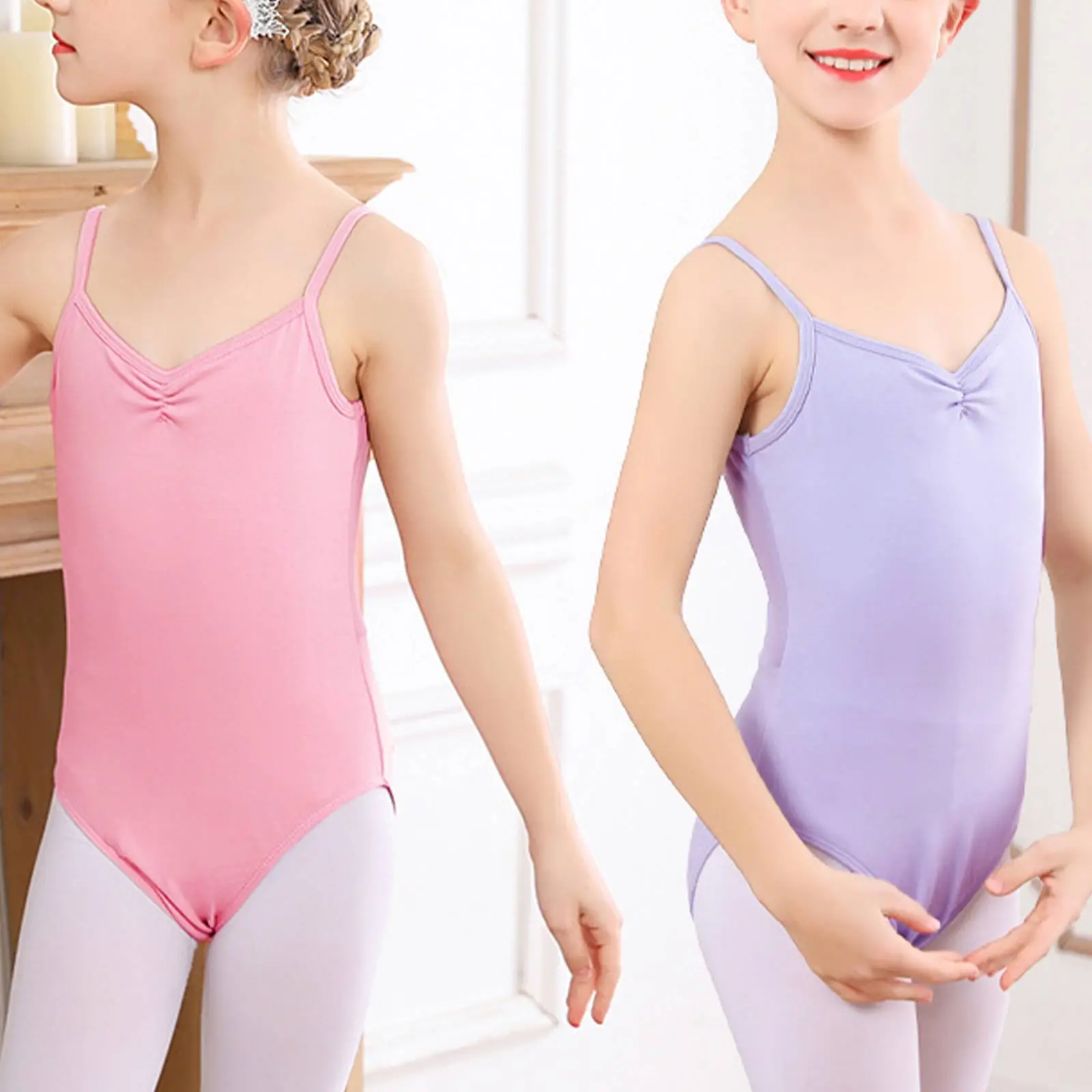 

Kids Ballet Leotards Straps Gymnastics Leotard Girls Ballerina Dance Bodysuit Cotton Stretchy Ballet Dance Wear Camisole Costume