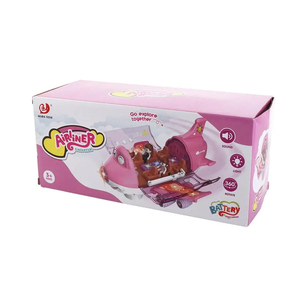 LED Light-Up Musical Toy Airplane - Blue/Pink Aircraft Toy