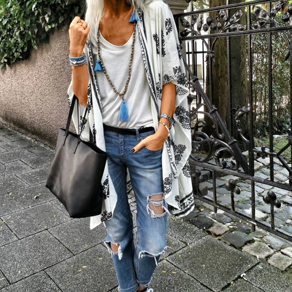 2018 New Printed Loose Casual Bohemia Cardigan Tops