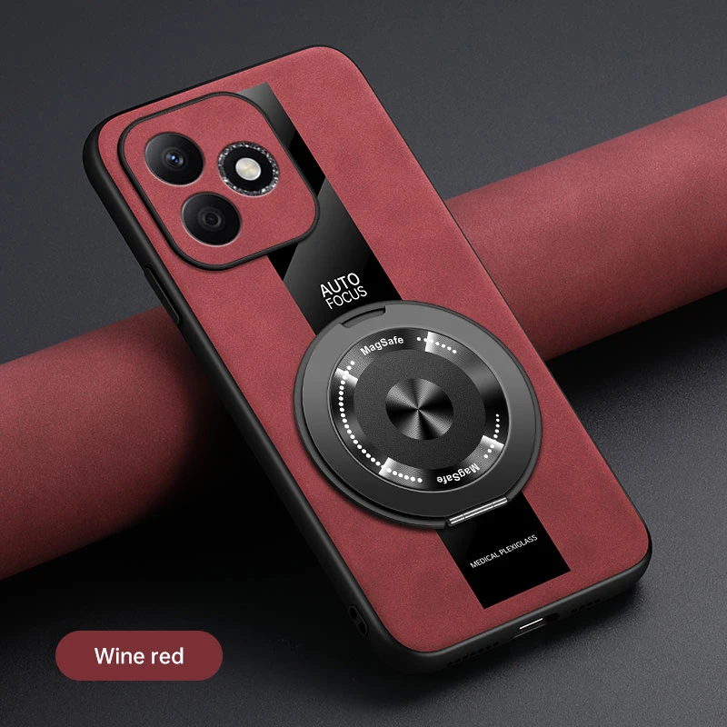 Luxury Leather Shockproof Magnetic Phone Case with Ring Holder