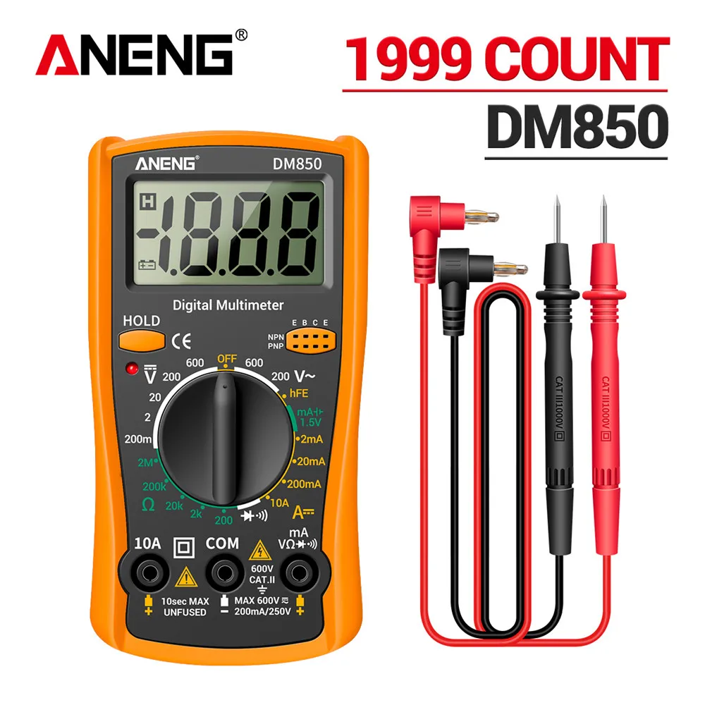 ANENG DM850 herramientas electricista multimetro inteligente transistor  tester medidor de voltaje digital acdc multimeter profesional voltimetro