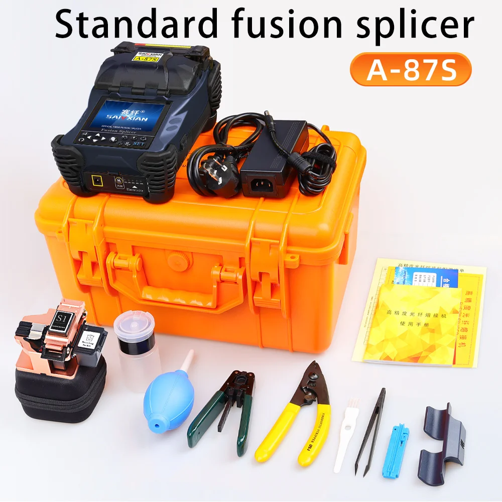 A-87S Fully Automatic Mini Optic Fiber Fusion Splicer Splicing Machine FTTH Fiber Optic Tool Set