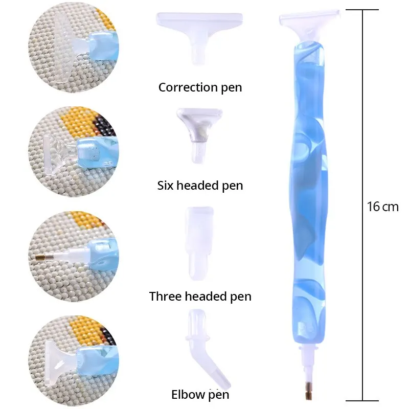 Diamond Painting Pen 6Pcs/Set Resin Replacement Pen Heads Multi Placers Point Drill Pens for DIY Nail Art