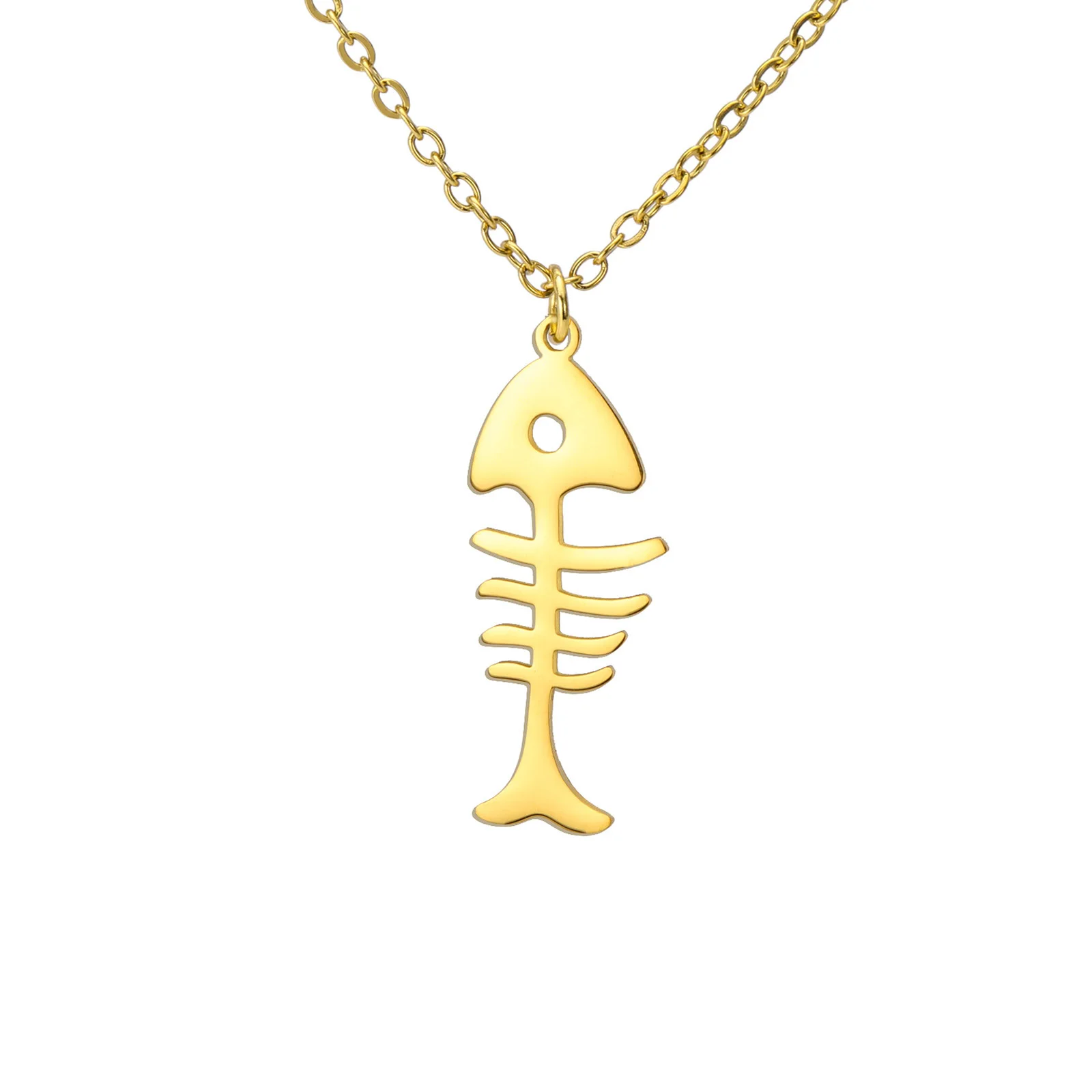Edelstahl-Halskette mit Fischgräten-Anhänger für Damen und Herren, Kätzchen, Tiere, Enthusiasten, Schmuck, Geschenk