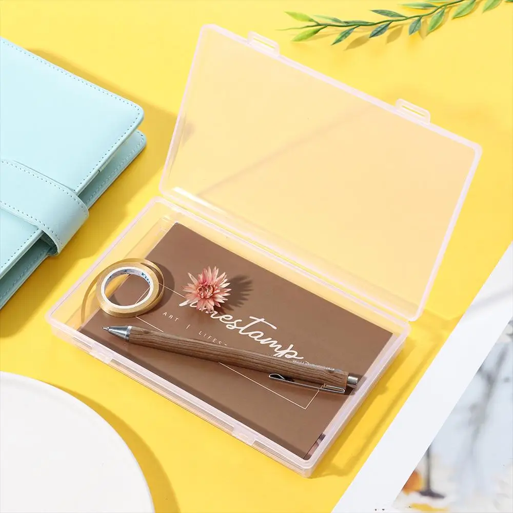 Stationery Organizer Simple Transparent Large & Medium Desktop Organizer Sticker Tape Classification Storage Box Pencil Case School Office