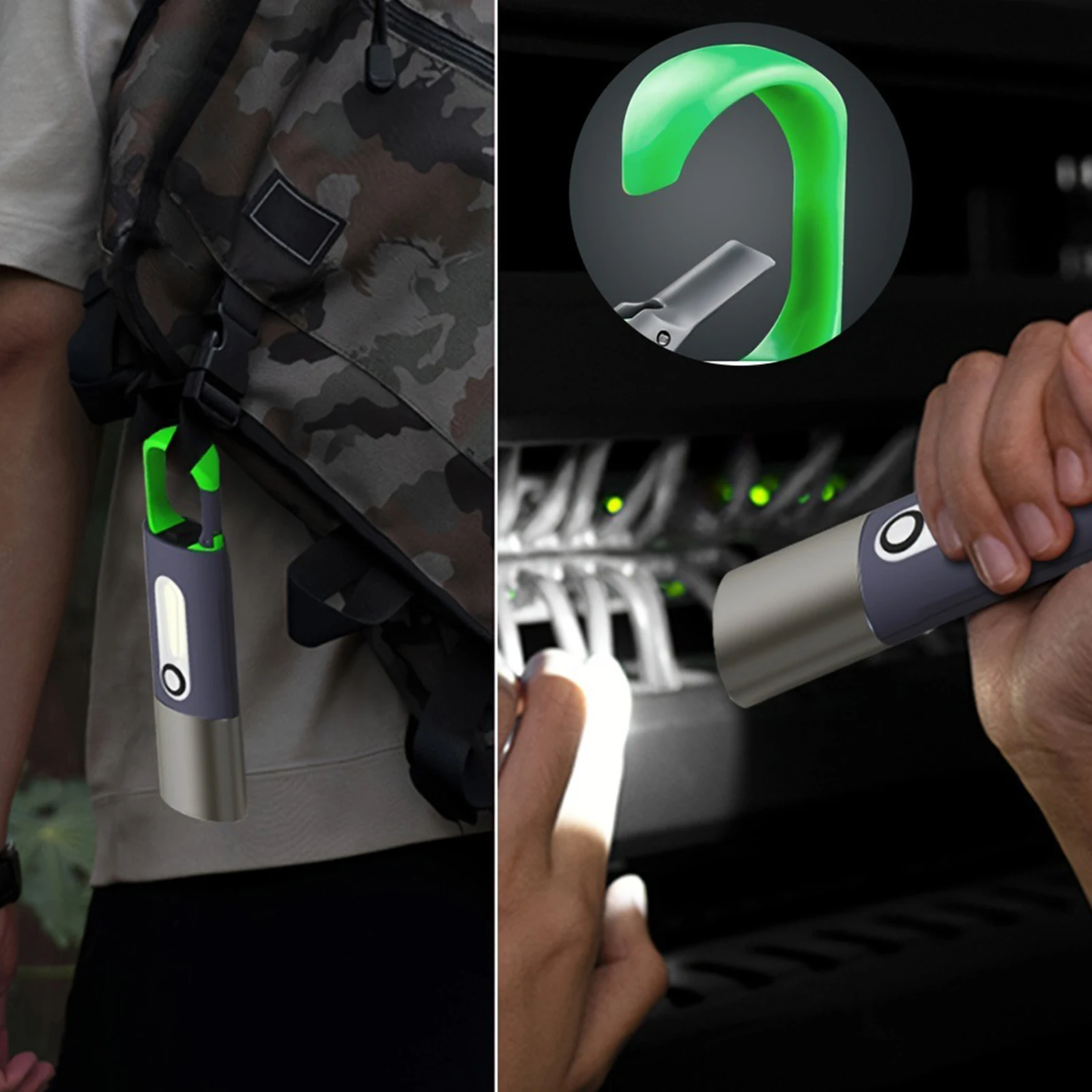 LED COB 휴대용 램프, 강한 빛, USB 미니 포켓 토치, 4 가지 모드, 300mAh, C 타입 충전, 방수, 낚시 등반 조명