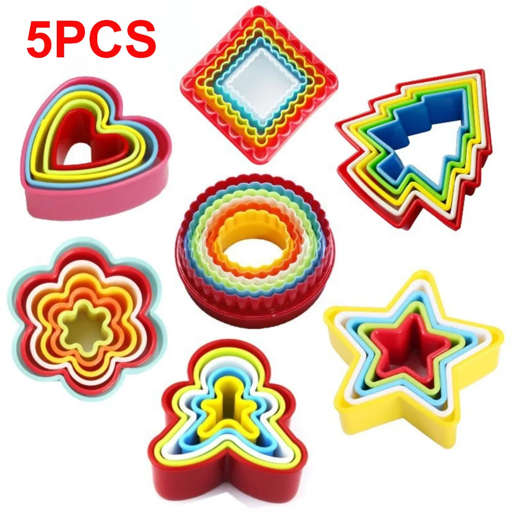 

5/6Pcs Set Biscuit Mould Plastic Cake Mould Cookies Cutter Molds for Kids Baking Fondant Cake Decorating Kitchen Tools DIY