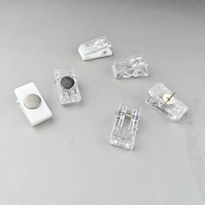 Plastic Clamp Folder Spring Clip Mini Small Paper ID Card Display with Magnetic or Pin 100pcs