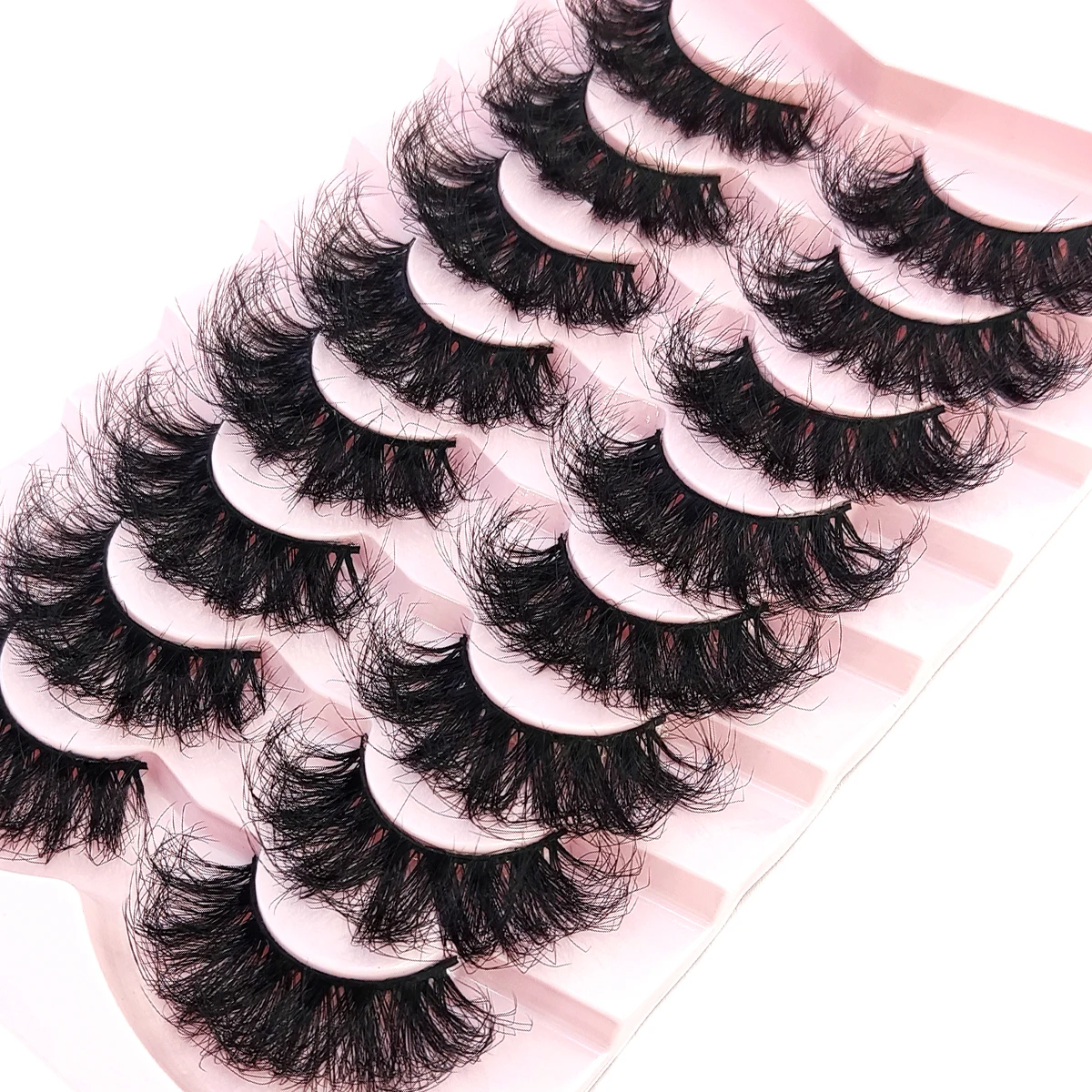 HBZGTLAD 5/8 Pairs of Natural Russian Striped Mink Lashes 3D False Lashes Volume Wavy False Lashes Eyelash Extensions Makeup