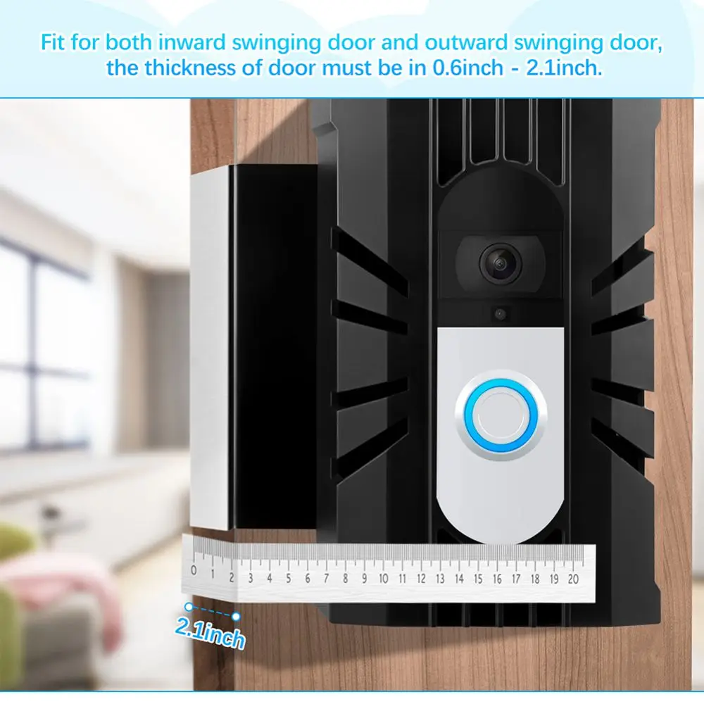 

Black Video Doorbell Mount for Apartment Mounting Bracket Doorbell Camera Holder Door Mount No-drill Doorbell Accessory