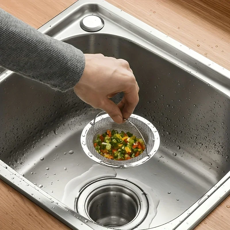 Hair Catcher Stopper Stainless Steel Bathtub Hair Catcher Stopper Shower Drain Hole Filter With Handle Metal Sink Strainer Floor Drain For Kitchen