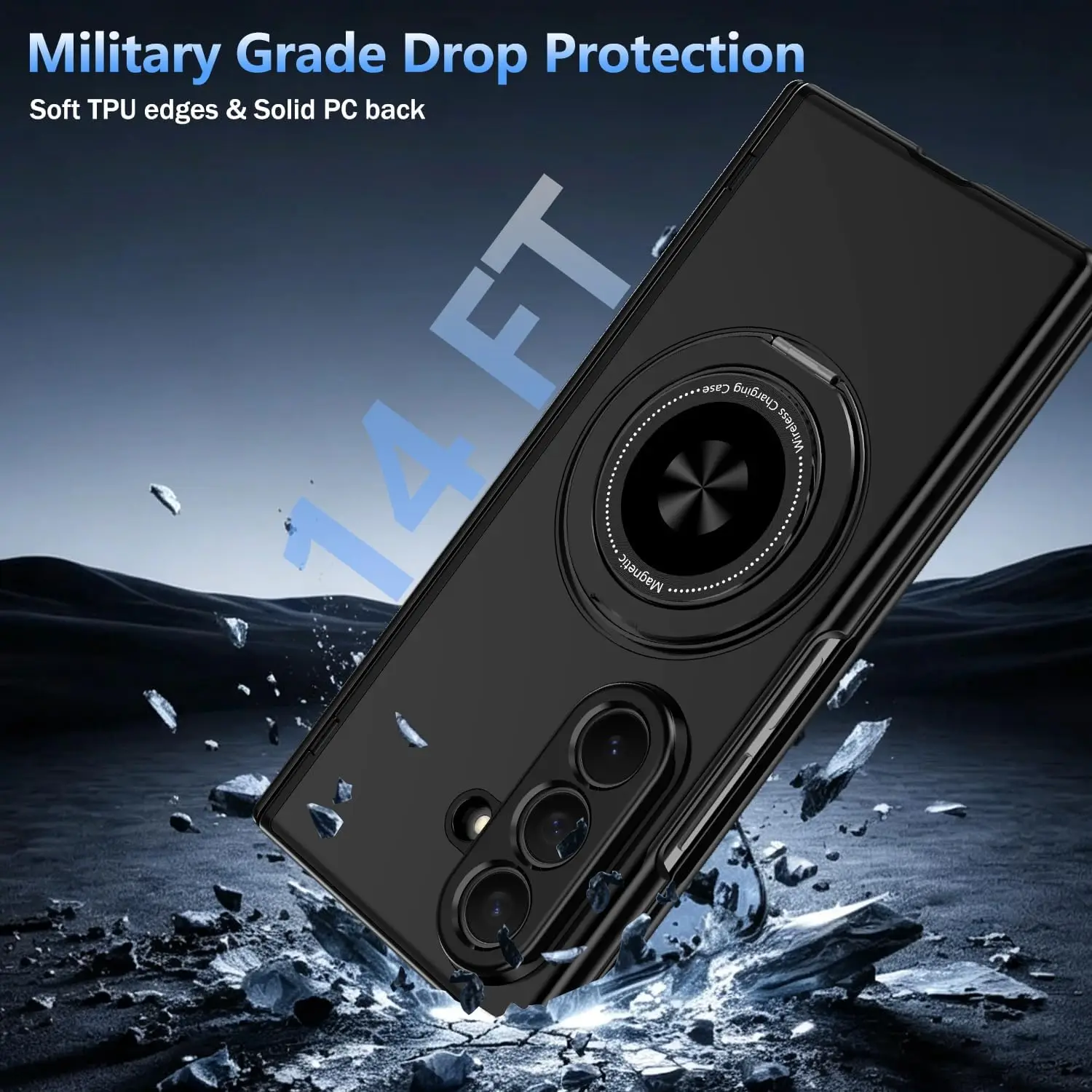 Full-Body Protective Case with Built-in Screen Protector & Rotating Magnetic Kickstand