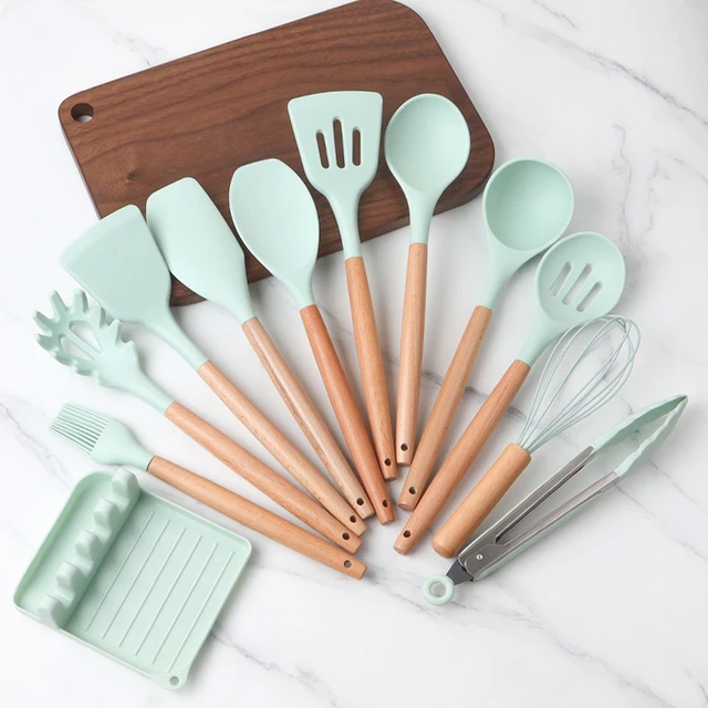 13PCS Kitchen Wooden Cooking Kitchen Utensils Household Wooden Spoon Cookware  Set Cooking Non-Stick Pan Eco-Friendly Kitchenware - AliExpress