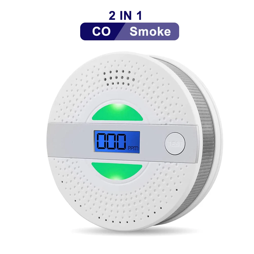 Carbon monoxide detector 2 in 1 Carbon Monoxide Detector Smoke Sensor Independent Co Smoke Sound Alarm Sensor Home Security Protection