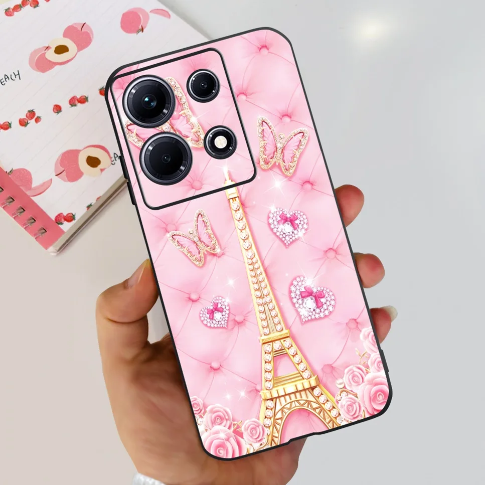 Fashion Cute Flowers Luxury Black Phone Case Back Cover